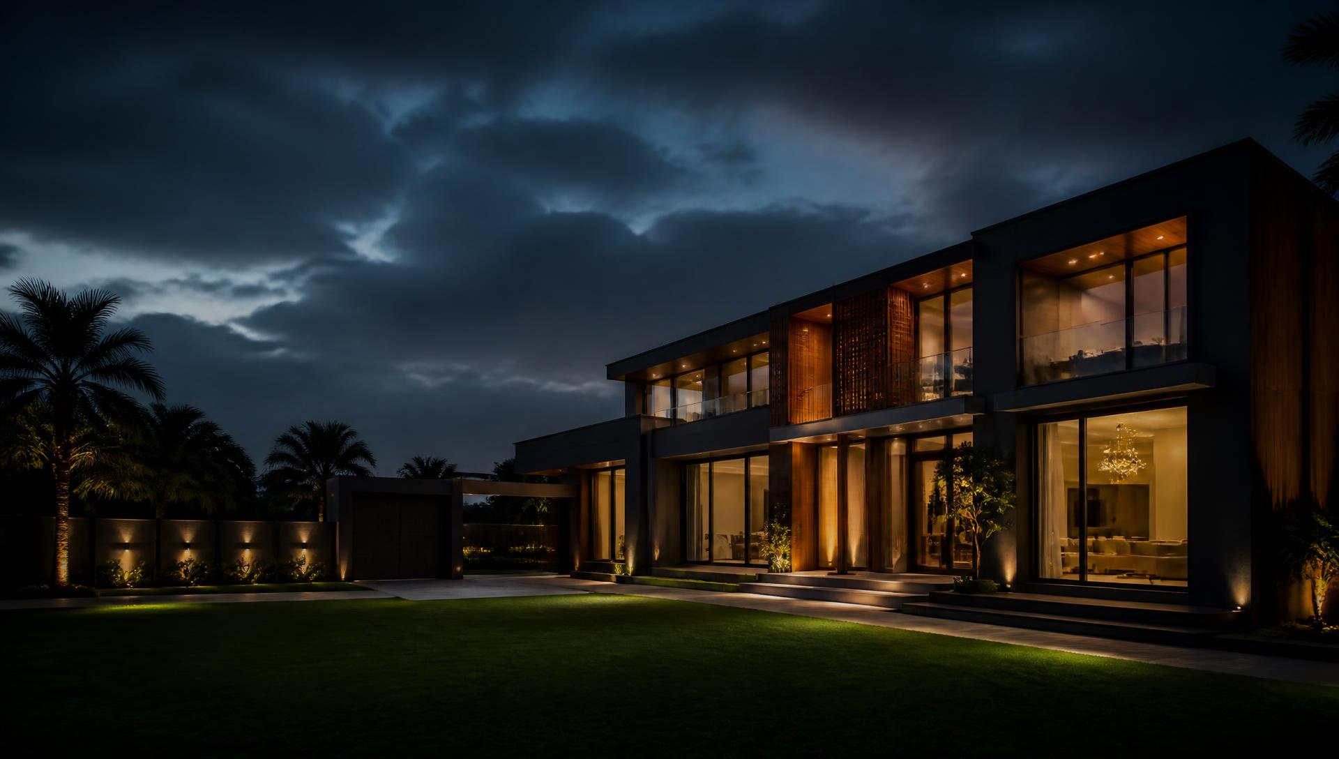 Modern residential development at dusk funded through structured real estate finance